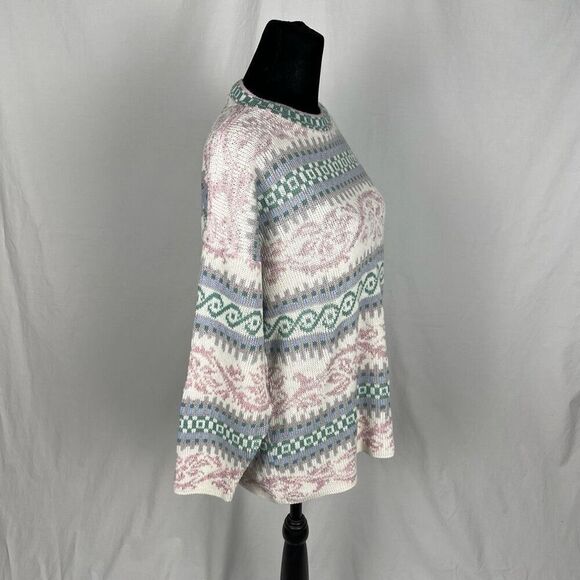 Vintage J.J. Browne USA Pastel Oversized Checkered Knit Crew Sweater - Women’s M - Picture 2 of 5